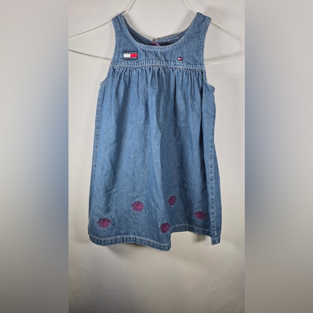 Tommy Hilfiger Floral Embroidered Denim Dress Size 4T